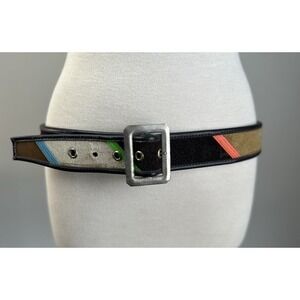 Vintage Hand Painted Suede Leather Belt 42" Hippie Bohemian Retro Y2K Streetwear